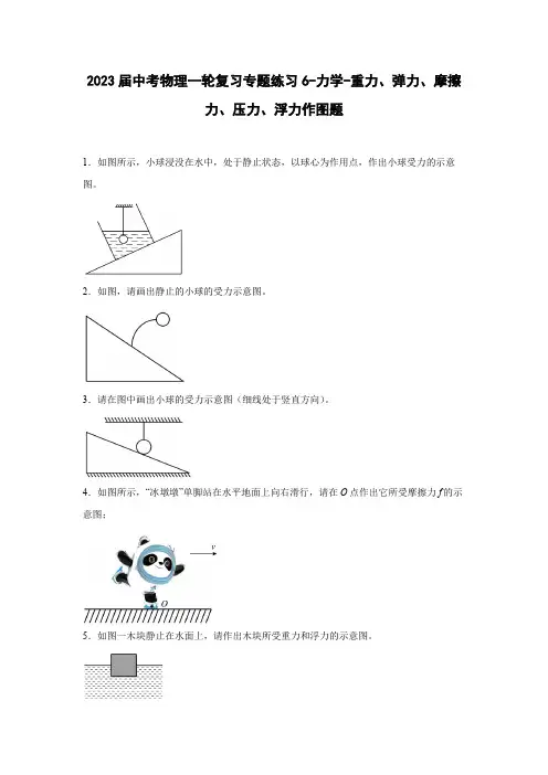 2023届中考物理一轮复习专题练习06 力学-重力、弹力、摩擦力、压力、浮力作图题