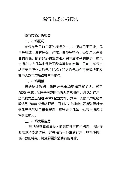 燃气市场分析报告