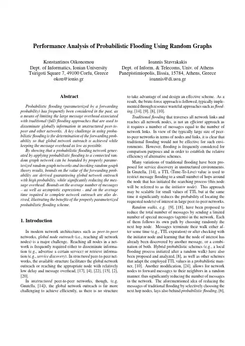 Performance Analysis of Probabilistic Flooding Using Random Graphs