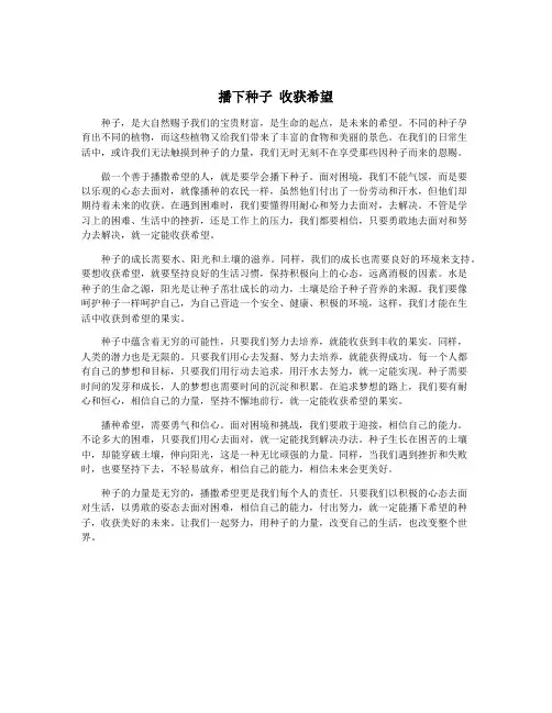 播下种子 收获希望