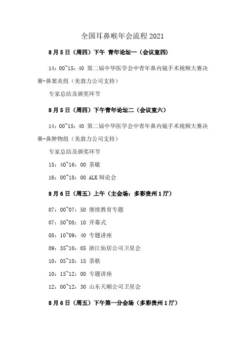 全国耳鼻喉年会流程2021