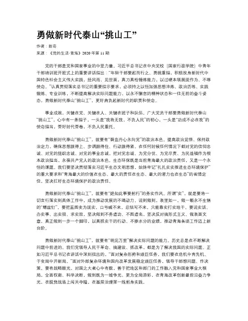 勇做新时代泰山“挑山工”