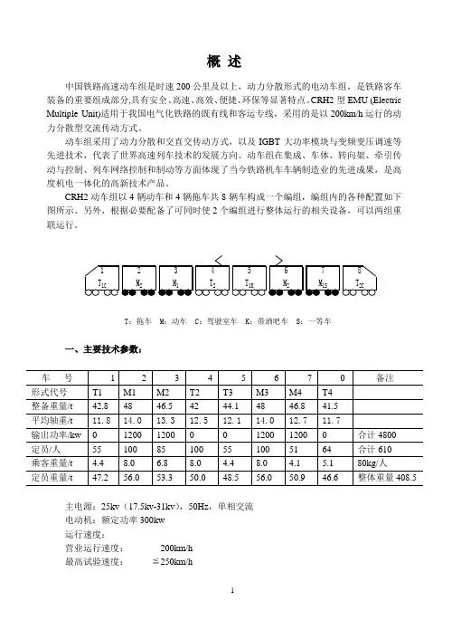 CRH2动车组设备组成及布置.
