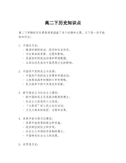 高二下历史知识点