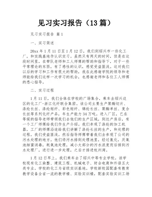 见习实习报告(13篇)