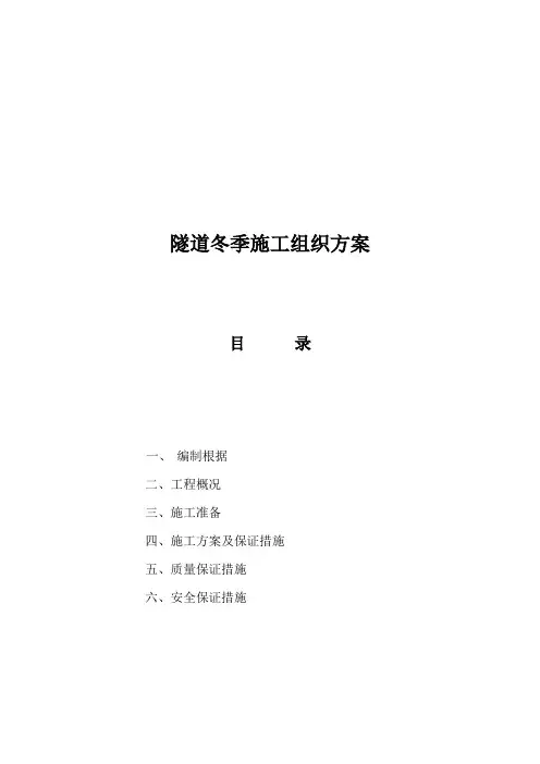 高速X标隧道冬季施工方案