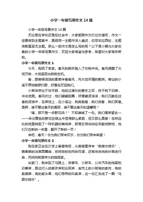 小学一年级写景作文14篇