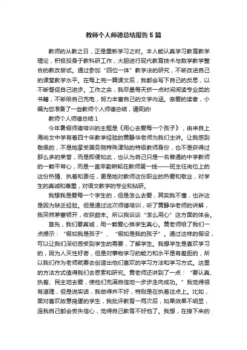 教师个人师德总结报告5篇