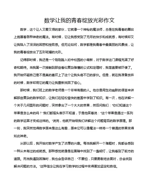 数学让我的青春绽放光彩作文