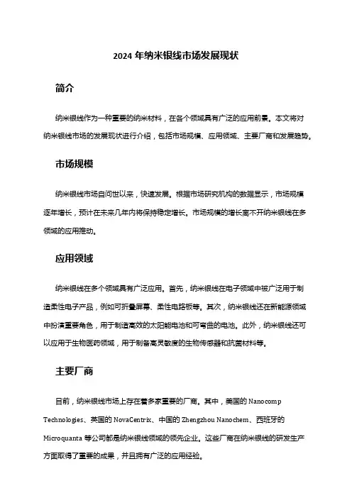 2024年纳米银线市场发展现状