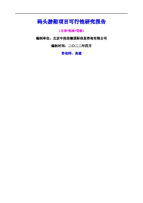 码头游船项目可行性研究报告
