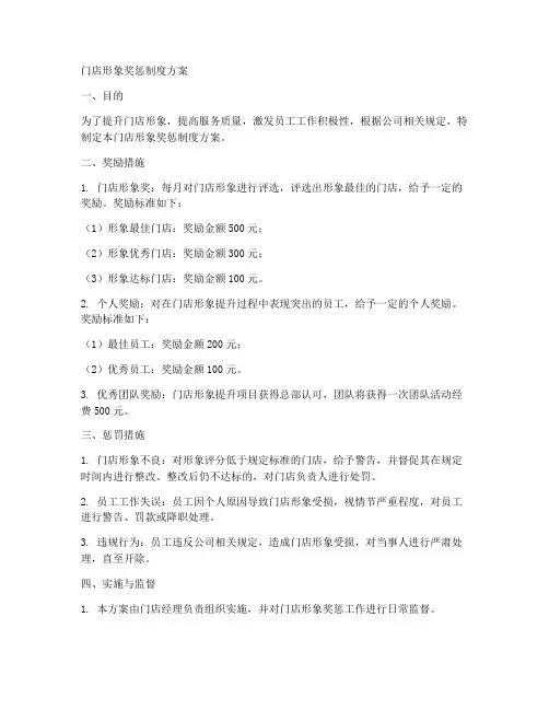 门店形象奖惩制度方案范本
