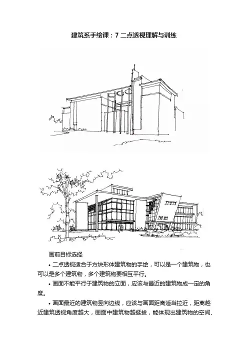 建筑系手绘课：7二点透视理解与训练