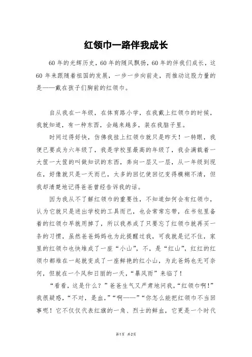 红领巾一路伴我成长_高二作文