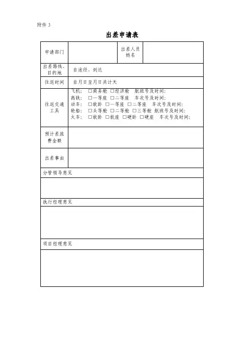 出差,招待费,误餐费申请表