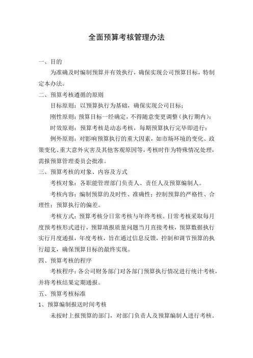 全面预算考核办法