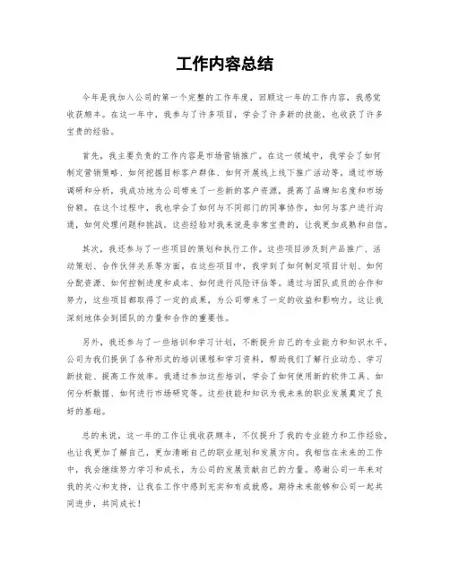 工作内容总结