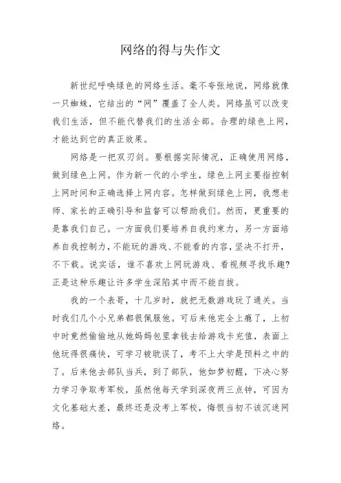 网络的得与失作文