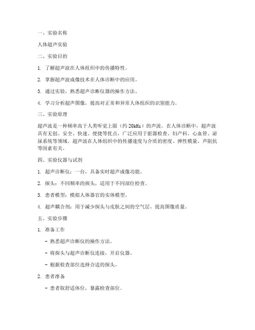人体超声实验报告模板