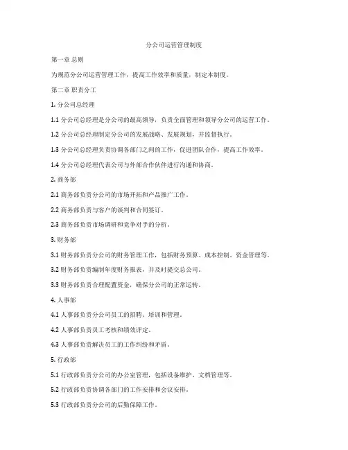 分公司运营管理制度