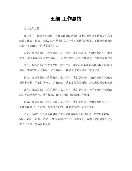 五细 工作总结