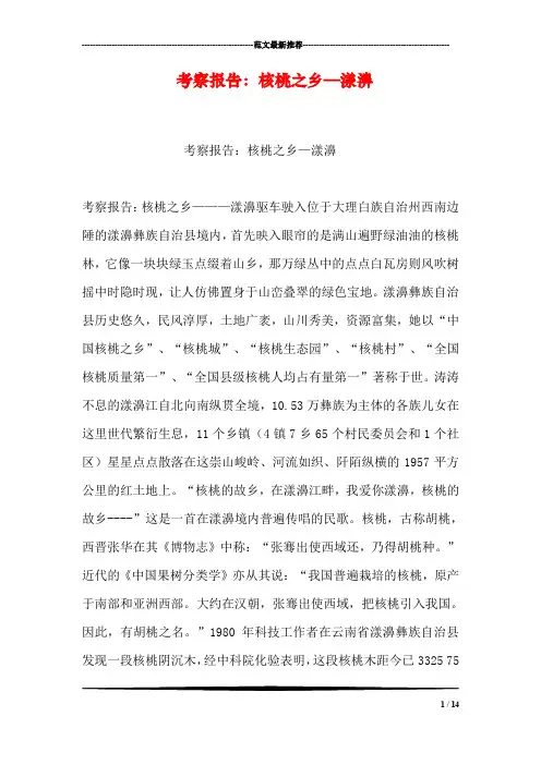 考察报告：核桃之乡—漾濞