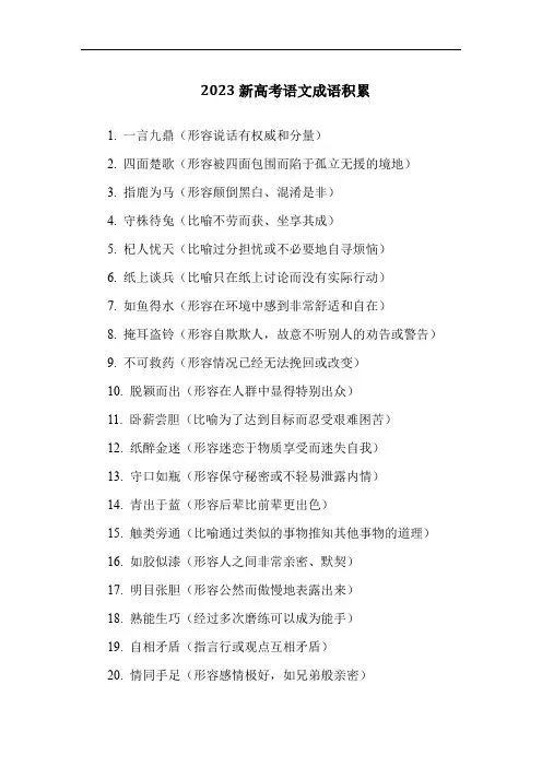 2023新高考语文成语积累