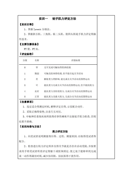 徒手肌力的评定