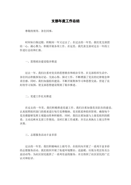 支部年度工作总结