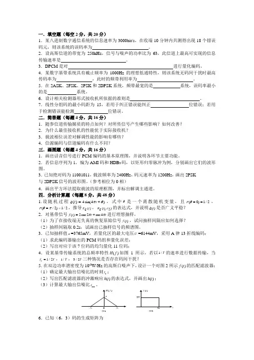 通信原理期末考试题