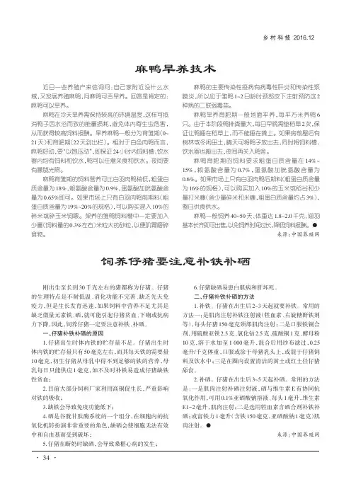 饲养仔猪要注意补铁补硒