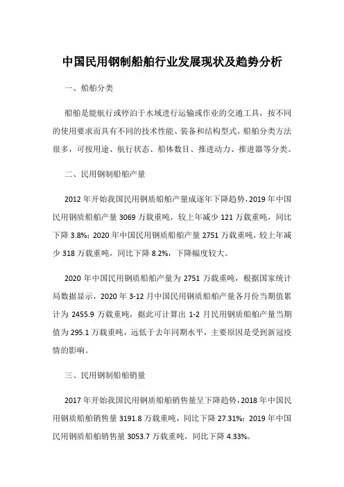 中国民用钢制船舶行业发展现状及趋势分析