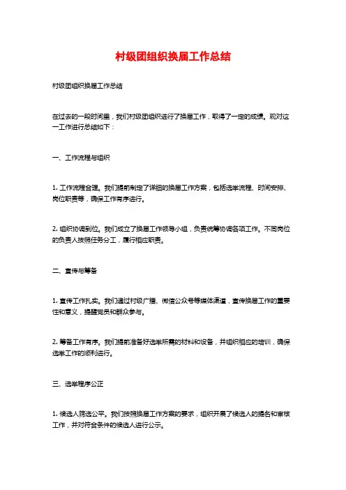 村级团组织换届工作总结