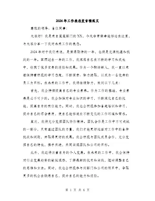 2024年工作表态发言稿范文(三篇)
