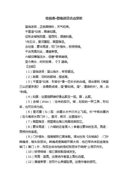 桂枝香·登临送目古诗赏析