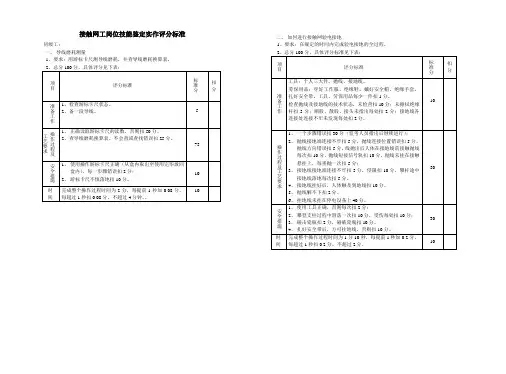 接触网工岗位技能鉴定实作评分标准