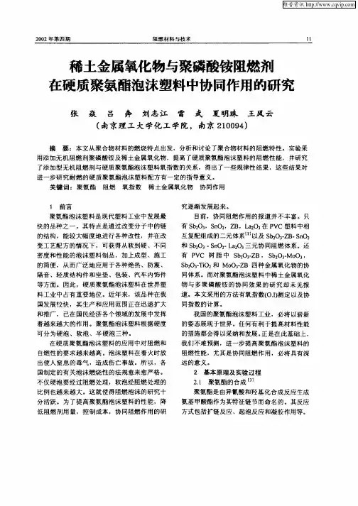 稀土金属氧化物与聚磷酸铵阻燃剂在硬质聚氨酯泡沫塑料中协同作用的研究