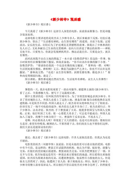 《新少林寺》观后感