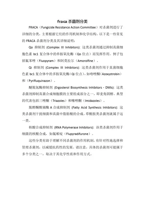 fraca杀菌剂分类