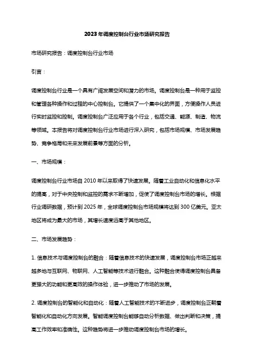 2023年调度控制台行业市场研究报告