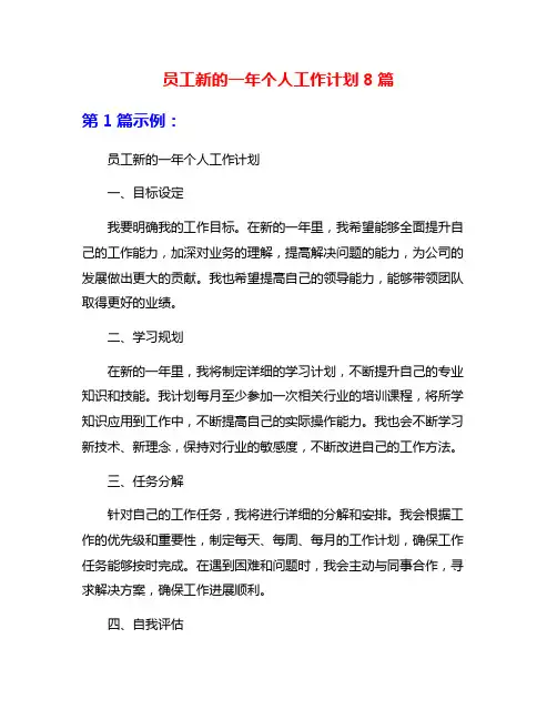 员工新的一年个人工作计划8篇