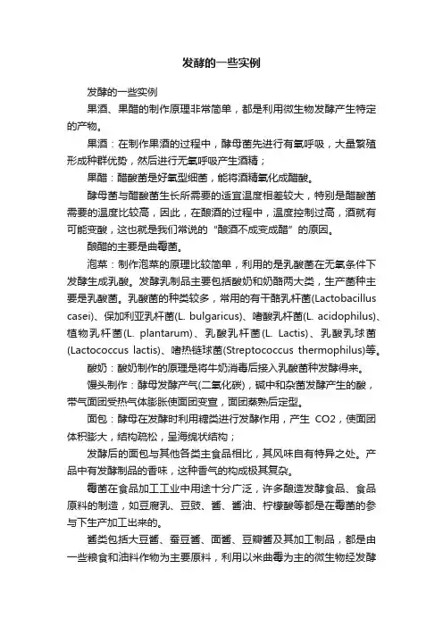发酵的一些实例