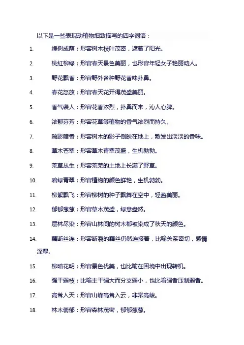 表现动植物细致描写的四字词语