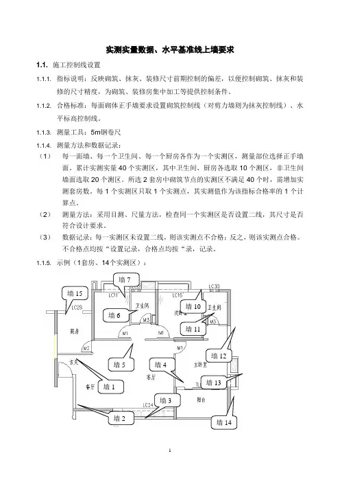 实测实量数据、水平基准线上墙要求
