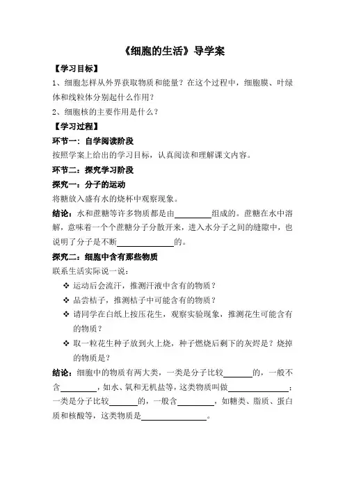 细胞的生活