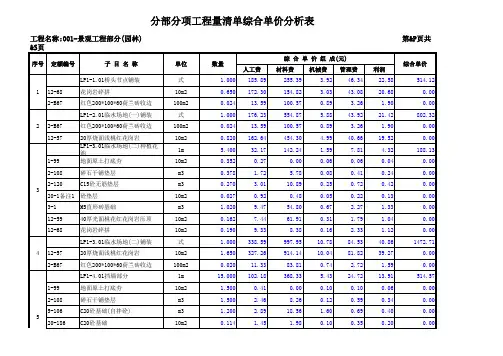 景观工程预算表