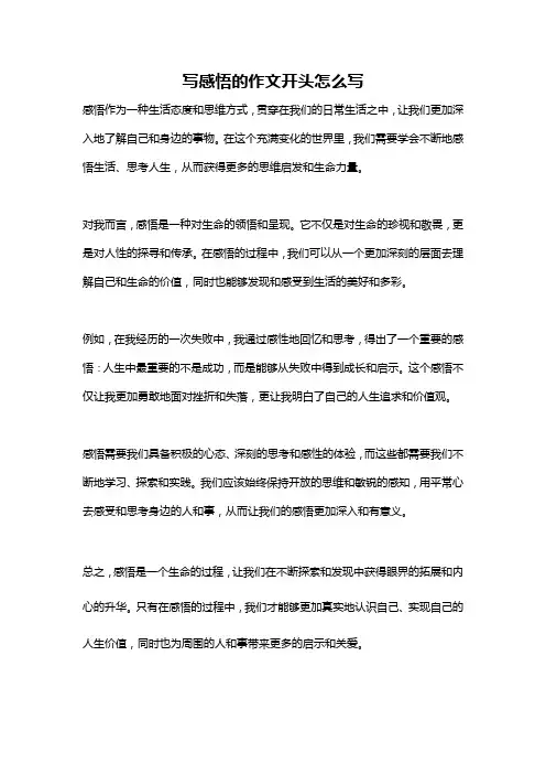 写感悟的作文开头怎么写