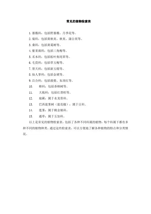 常见15个植物检索表