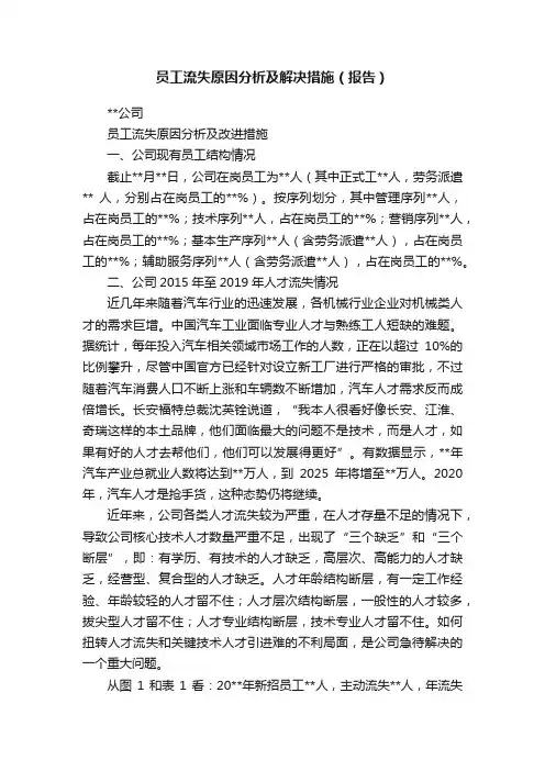 员工流失原因分析及解决措施（报告）