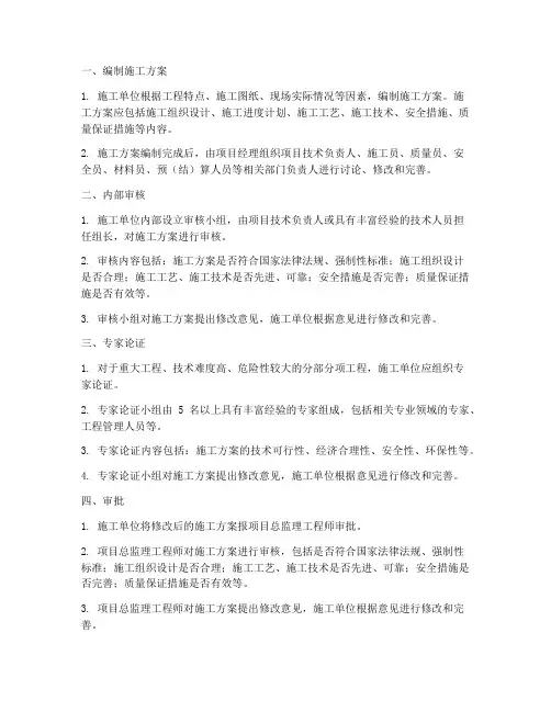 工程施工方案审核审批程序